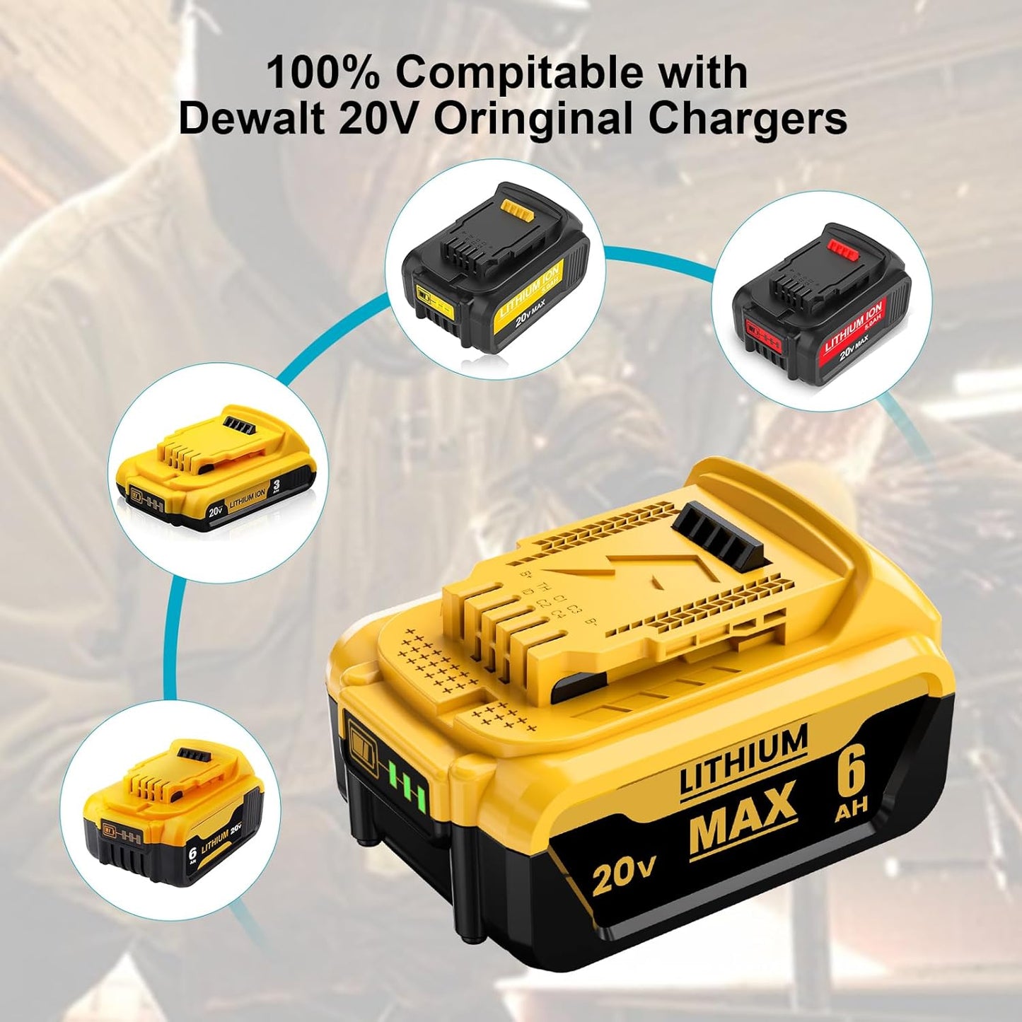 6.0Ah Battery Replacement for Dewalt 20V Max Power Tool Battery